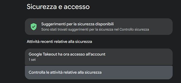Controllo attività sicurezza Google