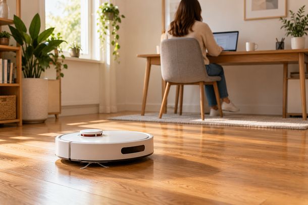 Robot aspirapolvere nello studio di casa