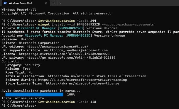 Installare PC Manager da PowerShell Windows