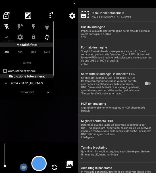 Impostazioni Open Camera Android