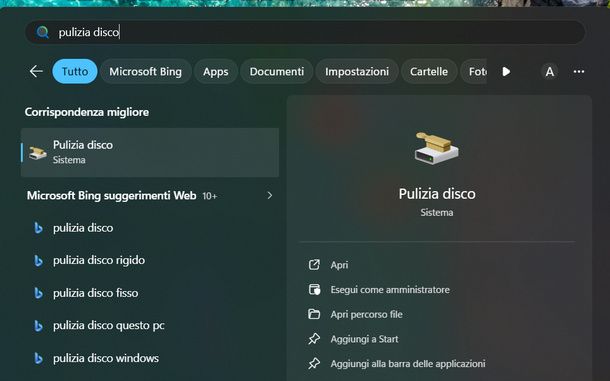 Aprire Pulizia disco Windows