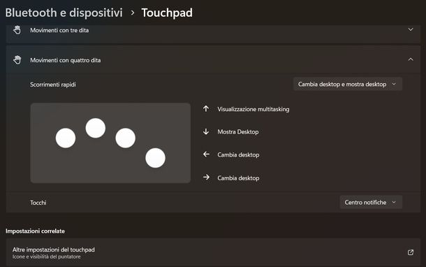 Cambiare desktop con touchpad Windows 11