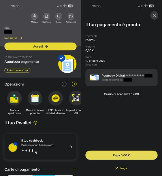 Negare pagamento Postepay smartphone