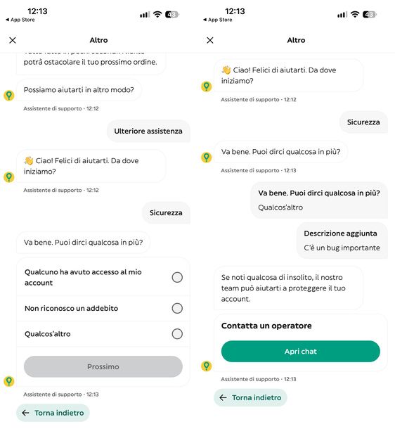 Richiedere operatore app Glovo