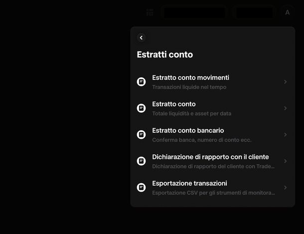 Trovare estratti conto Trade Republic versione Web Mac