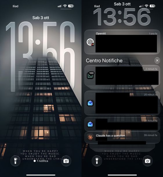 Centro Notifiche dalla schermata di blocco iPhone