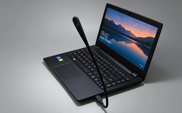 laptop con lampada usb
