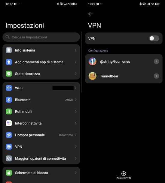 Disattivare VPN Android