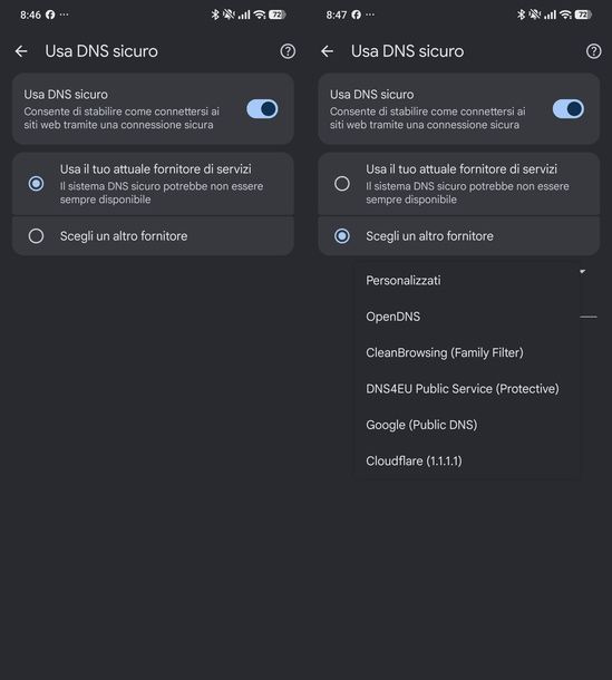 Scegliere CleanBrowsing DNS sicuro Chrome Android