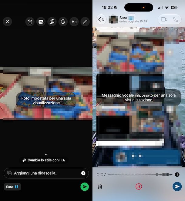 Impostare una sola visualizzazione WhatsApp