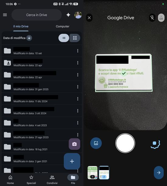 Scansionare documento fronte retro Google Drive Android