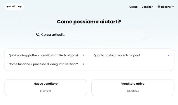 Centro assistenza venditori Scalapay