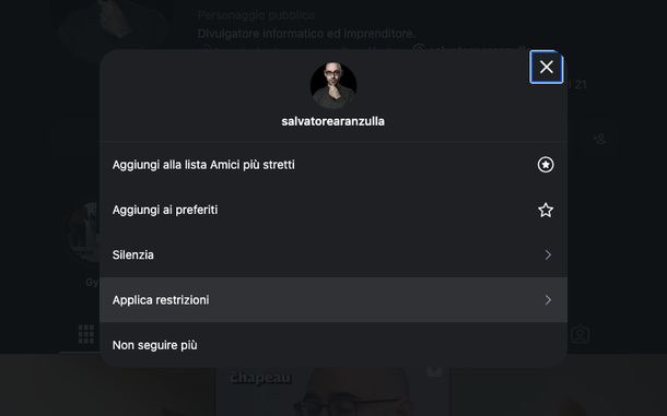Applicare restrizioni Instagram computer