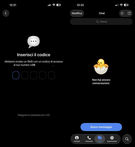 Completare la registrazione a Telegram su iPhone