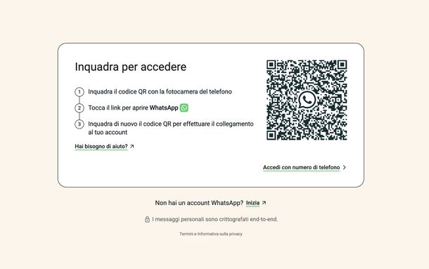 Collegare smartphone a WhatsApp Web codice QR