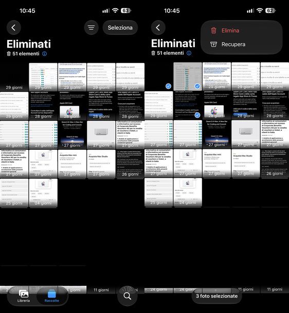 Eliminare foto selezionate album eliminati su iPhone
