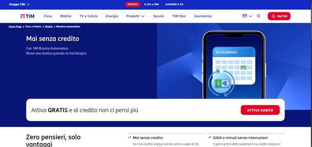 ricarica automatica tim