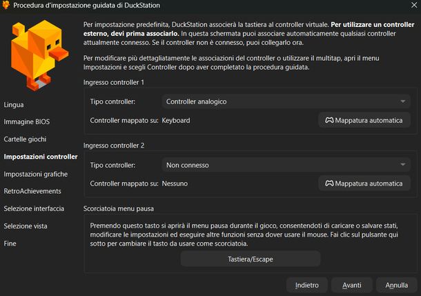 Configurare controller DuckStation Windows
