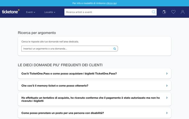 Centro assistenza TicketOne computer