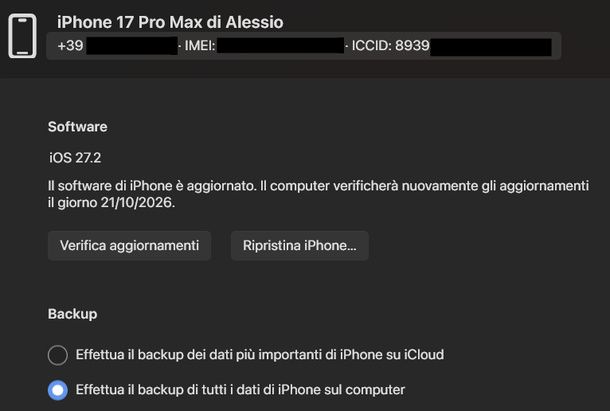 Trovare ICCID SIM Dispositivi Apple Windows