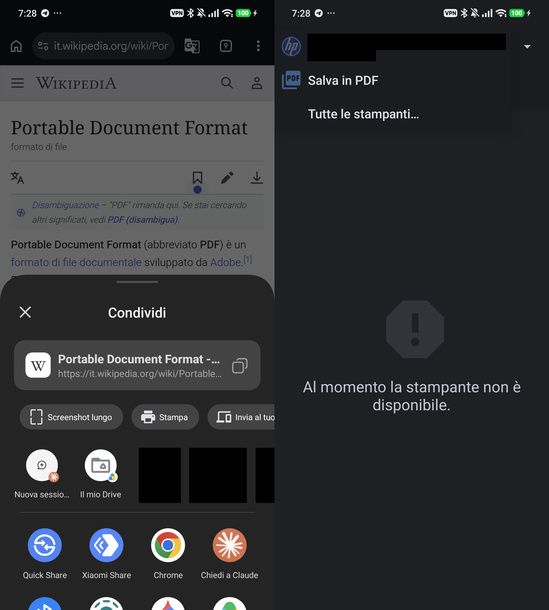 Salvare in PDF da Chrome Android