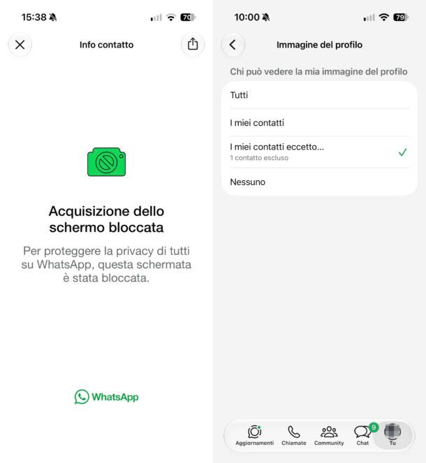 Come impedire screen foto profilo WhatsApp