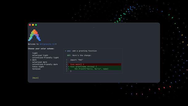 Schermata di benvenuto Antigravity CLI