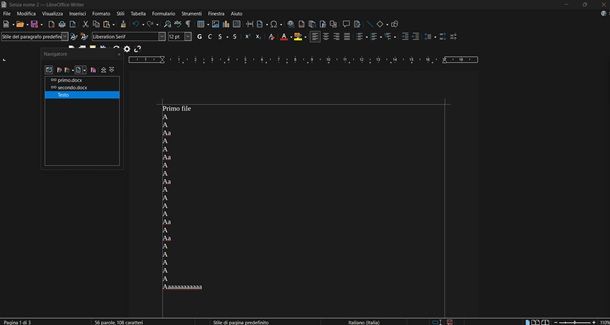 libre office: documento master