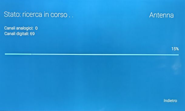 sintonizzazione automatica canali su digitale terrestre