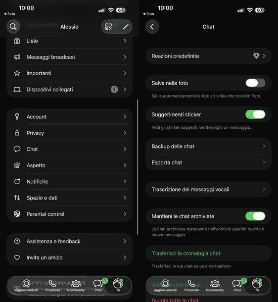 Disattivare salva nelle foto WhatsApp su iPhone