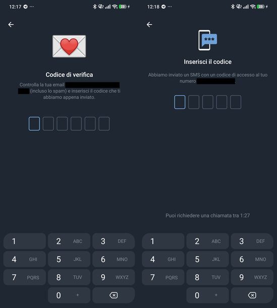 Inserire codici di verifica Telegram Android