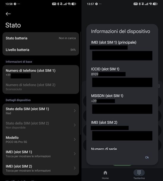 Trovare ICCID SIM Xiaomi con codice dialer