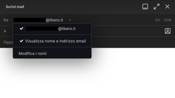 Scegliere indirizzo mittente Libero Mail
