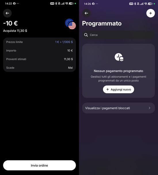 Inviare ordine limite Revolut Android