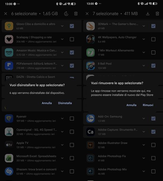 Disinstallare e rimuovere app Google Play Android