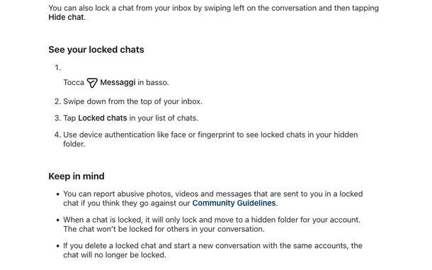 Vedere chat bloccate Instagram Centro assistenza