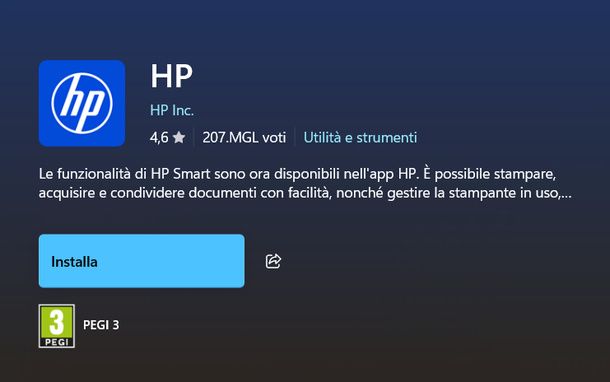 Scaricare app HP da Microsoft Store Windows