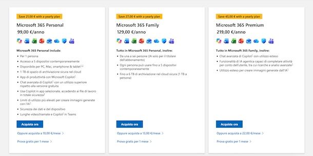 Costi Microsoft 365