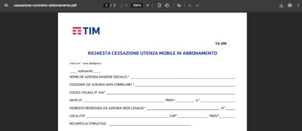 Disdetta TIM abbonamento mobile