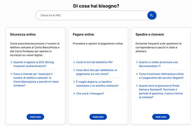 Cercare FAQ spedizioni Poste Italiane PC