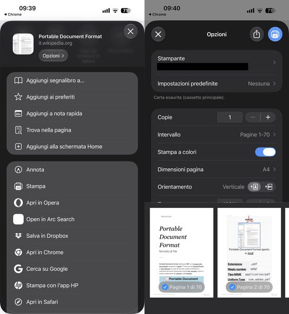 Creare PDF con stampa da Safari iPhone