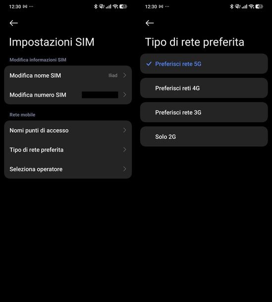 Impostare rete 5G preferita Android