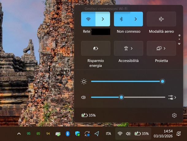 Attivare WiFi impostazioni rapide Windows