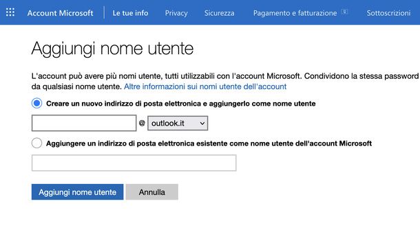 Creare alias Outlook PC