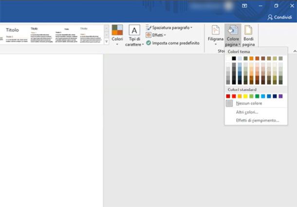 Quadrettare con lo sfondo della pagina su Word