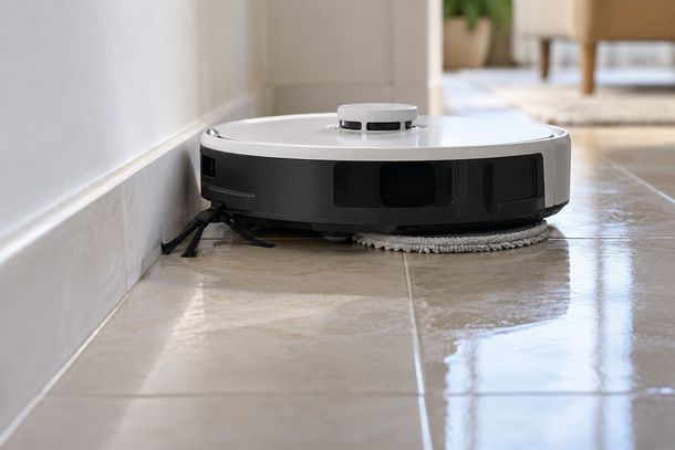 Robot lavapavimenti lungo il battiscopa