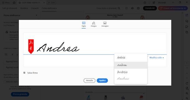 Aggiungere firma su PDF con Adobe Acrobat