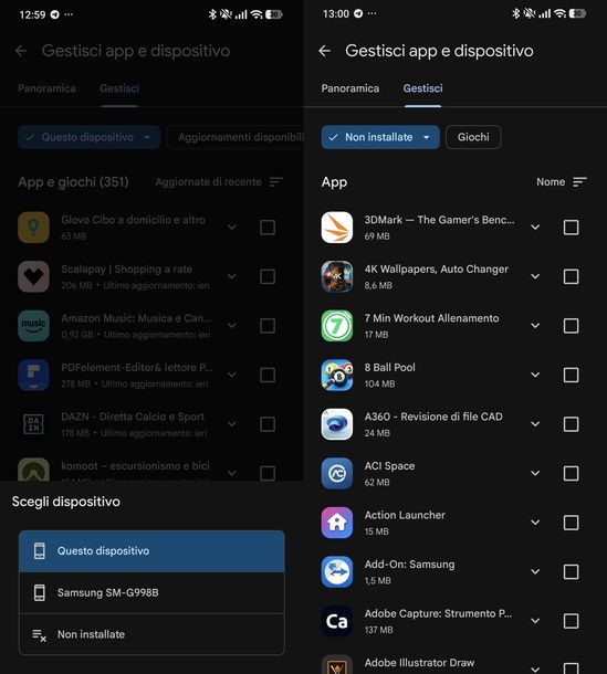 Vedere app non installate Google Play Android