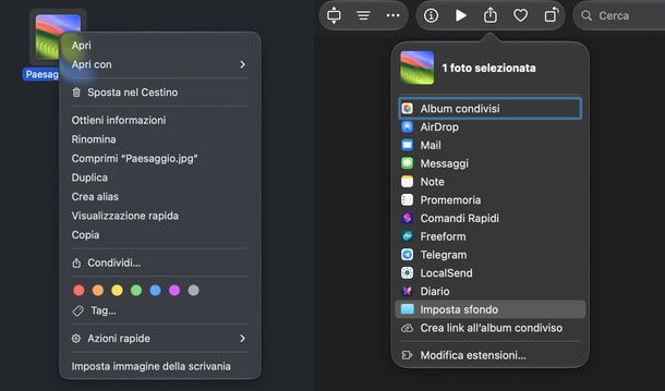Cambiare sfondo velocemente Finder e Foto Mac