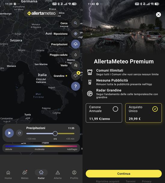 Radar Grandine AllertaMeteo Android